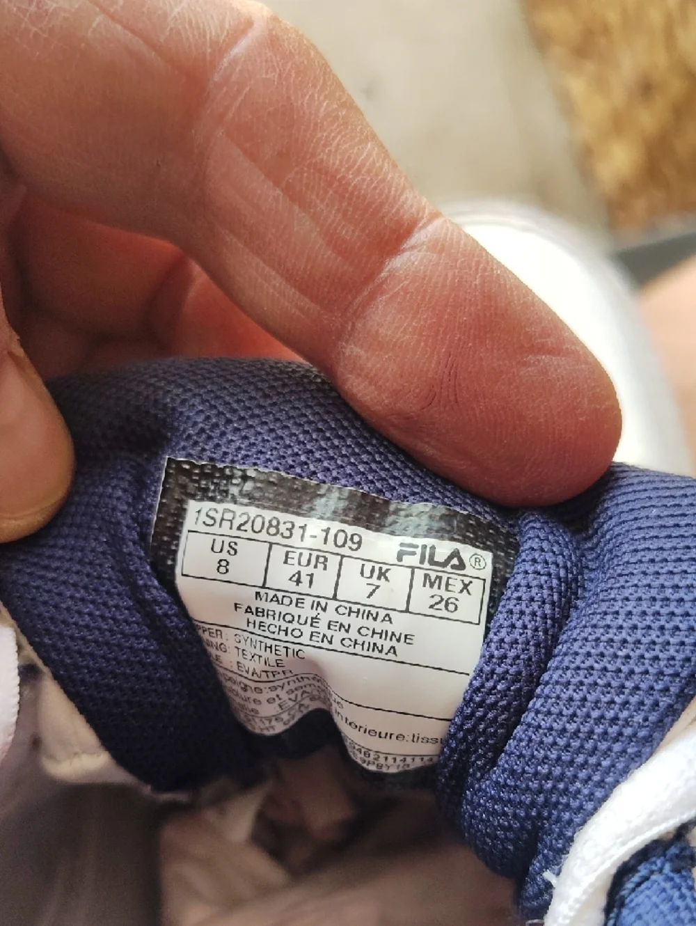 Fila White Sneakers with Navy‎ Blue Interior 1
